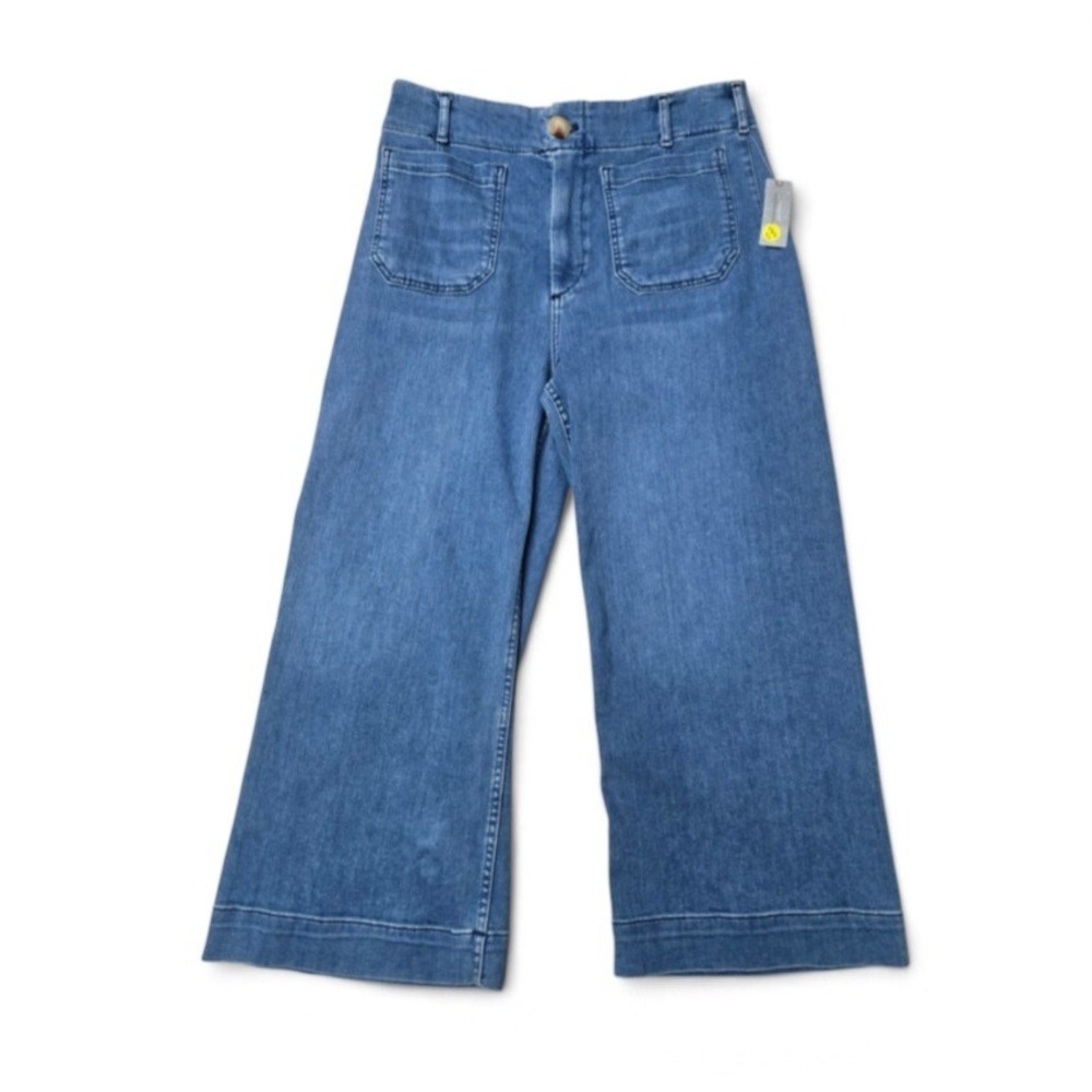 NWT Maeve The Colette Wide Leg Jeans Blue Denim Patch Pocket High Rise 30P Boho
